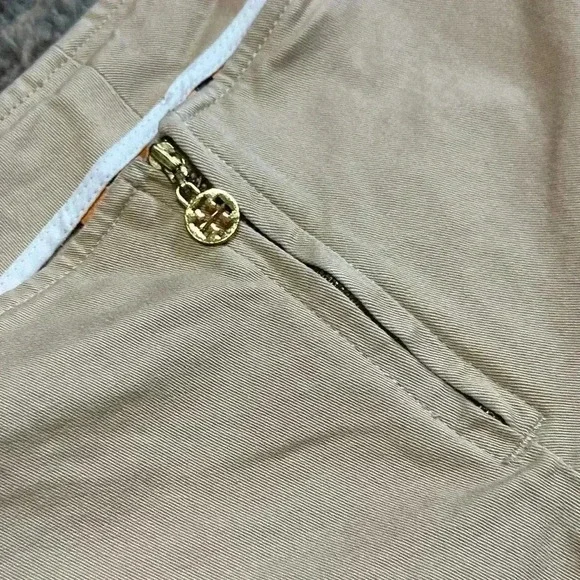Tory Burch Khaki Exposed Zipper Capri Pants Size 4 - Picture 5 of 5